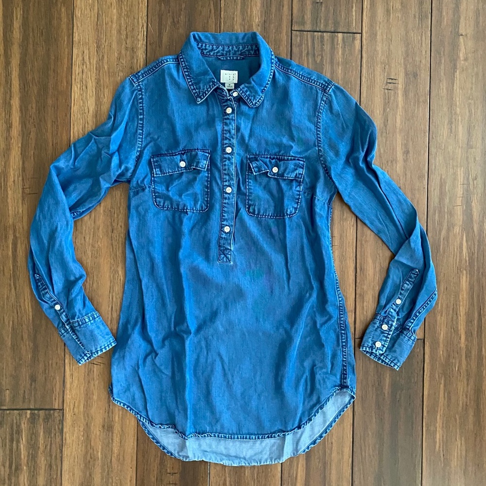a n d e a w y Long Sleeve Chambray Tunic sz Small